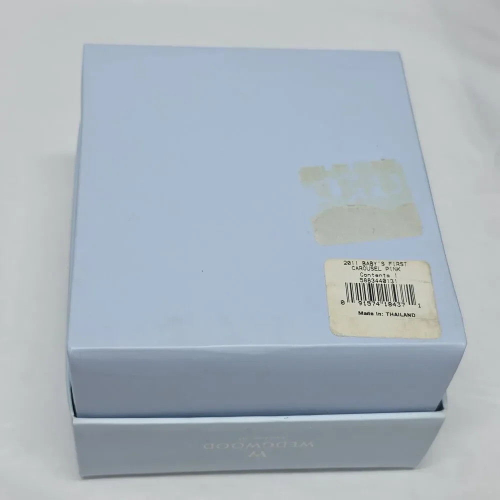 Wedgwood Baby's First Christmas Carousel 2011 Pink Ornament In Box